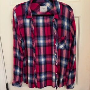 Rails Hunter Plaid Pink & Navy Button-Up Shirt. Size M
